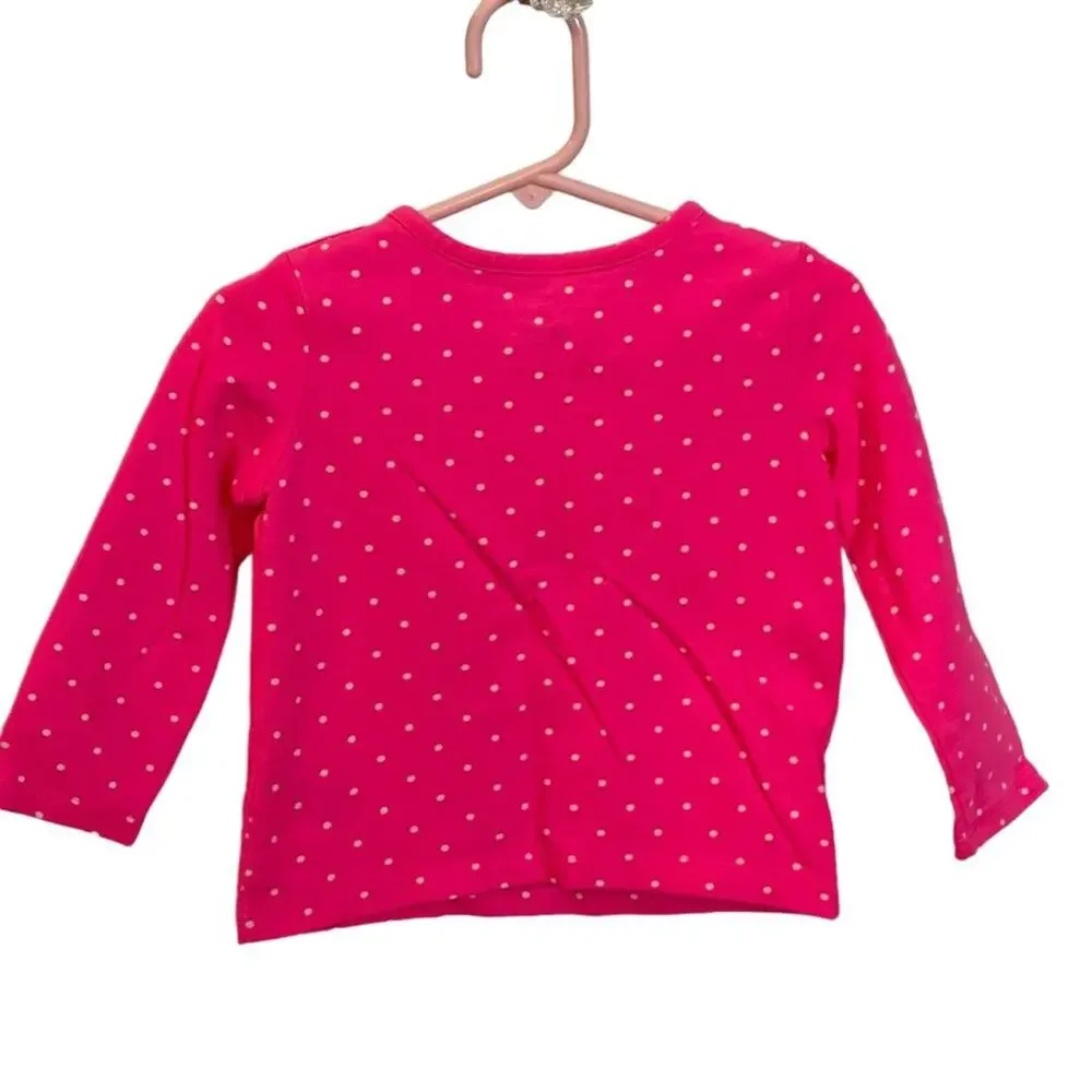 Carters Pink Polka Dot Girls Totally Adorable Long Sleeve Toddler t-Shirt 2T